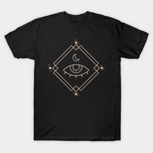 Line artwork - Mystic eye and moon symbol T-Shirt